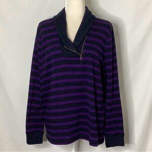 Ralph Lauren Purple and Black Striped Shirt Size 2X